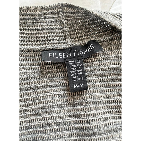 Eileen Fisher Collar Open Front Cardigan Size M (blazer cotton sweater knit) - Picture 3 of 4